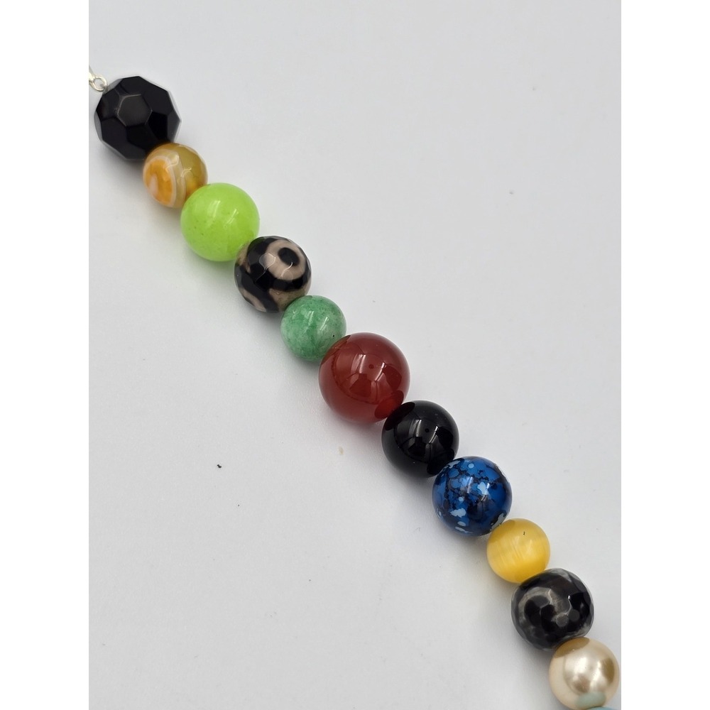 Colorful Multi Gem Stone Beaded Necklace Turquoise Style Center Bead - Picture 8 of 12